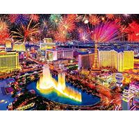 NPRZM 5D Diamond Painting Kits for Adults Full Drill Fireworks Las Vegas City Full Diamond Rhinestone Embroidery Cross Stitch Arts Craft for Canvas Wall Decor 40x40CM
