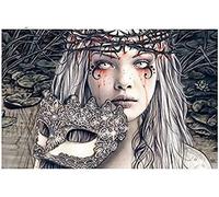 NPRZM DIY 5D Diamond Painting Gothic Painting Blood Girl with Mask Craft Full Drill Painting Horror Victoria Frances 50x60CM