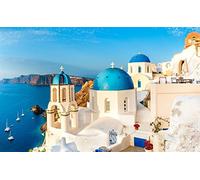 NPRZM Oia Santorini Greece Church DIY 5D Diamond Painting by Number Unique Kits Home Wall Decor 40x40CM