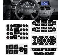 NPSNGSJY Car Button Stickers Interior Decals Compatible with 2008-2014 Mercedes Benz W204 C250 C350 E-Class Steering Wheel AC Window Radio Number Door Door & Air Conditioner Repair Sticker Kit