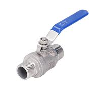 NPT 304 Stainless Steel Ball Valve, 2 Male Threads, Manual Drive, Cut Through Design, Durable Plumbing Fittings for Industrial and Home Use