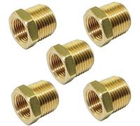 NPT Bushing Brass Hex Reducer Reducing Pipe Adapter Fitting 3/4" NPT Male x 1/2" NPT Female Thread 5pcs