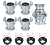 Npt Iron Air Hose Connectors, Four Sets 3/4-Inch Female Termination Chicago Connector, Universal Hose Attachment, Air Hose Connector Kit with Safety Clips and Extra Rubber Seals