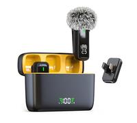 NPTCL 2 in 1 Wireless Lavalier Microphone for iPhone Android - Mini Phone Microphone with 24 H Charging Case for Video Recording Vlog TikTok Instagram Asmr, Noise Cancellation 70Ft Transmission