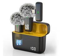 NPTCL 2 Pack Wireless Lavalier Microphone for iPhone Lapel Mic Lightning Lav Mic with 24 H Charging Case for Video Recording Vlog TikTok Instagram - Noise Reduction 70 FT Transmission