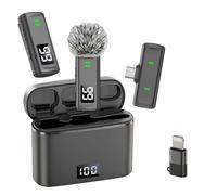 NPTCL Wireless Lavalier Microphone for iPhone 16/15 Android - Noise Canceling Mini Phone Microphone Clip on Mic with 24H Charging Case for TikTok Instagram YouTube, 70Ft Transmission