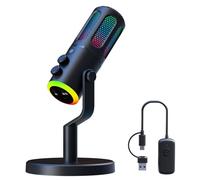 NPTCL Wireless USB Condenser Microphone for PC Gaming Podcast Asmr Streaming YouTube PS 5&4, Studio Sound Desk Mic for Content Creator (Wireless, Black)
