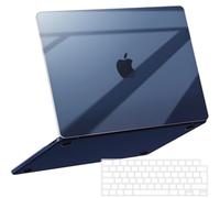 NPUOLS Compatible with MacBook Air 13 inch Case M4 M3 M2 2025 2024 2022 A3240 A3113 A2681, Anti-Yellowing Protective Hard Shell Coverand Ultra Thin TPU EU Keyboard Cover - Crystal Midnight