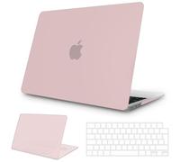 NPUOLS Protective Case for MacBook Air 13.6 Inch 2025 2024 2022 Model M4 A3240 / M3 A3113 / M2 A2681, Thin Matte Hard Shell with Ultra Thin TPU EU Keyboard Cover - Pink