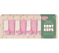 NPW Pink Cowboy Boot Shot Glass Cup, Set of 4 1.5 FL Oz Ea, Acrylic Cowboy Boot Bachelorette Shot Glasses, 21st Birthday Accessories, Bachelorette Party
