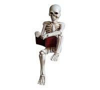 NPXUAMTJ Creative Skeleton Reader Statue Resin Home Decoration Reading Skull Figure Eye Catching For Study Room Enhancement