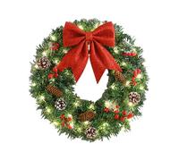 NPXUAMTJ LED Light Up Christmas Wreath With Pinecone Artificial Berries Wreath For Front Door Garden Yard Christmas Decoration