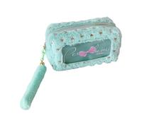 NPYQ Bowknot Decorated Pencil Case Plush Construction Extra Storage Space Smooth Zippers Operations Suitable for Students Plush Pen Case