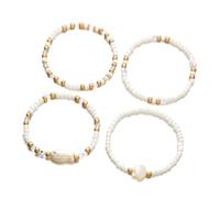 NPYQ Handcrafted Seashells Ceramic Fish Bracelets Stretch Wrist Jewelry Stackable Hot Day Beach Accessories for Women Ceramic Fish Shell Bracelets