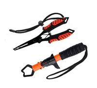 NPYQ Pliers Fish Holder Fish Lip Holder Mutifunction Line Cutter Hook Remover with Handle Lanyard Split Rings Pliers Multifunction Fishing Tongs