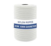 NQ 6mm Dia x 30 Meters Nylon Rope, 1/4 inch Nylon Cord for Outdoor, Camping, Hiking, Heavy Duty Rope, DIY String for Crafts, Clothesline, Swing(White)