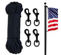 NQ Flag Pole Rope Line Kit50FT x 14 Diameter Nylon Flag Pole Halyard Rope with 4 Pcs Swivel Snap Clips Hooks Fits Flagpole U