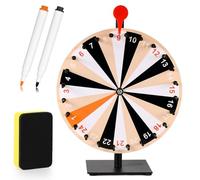 NQEUEPN 12 Inch Spinning Prize Wheel, 24 Slots Tabletop Prize Wheel Spinner with Stand Roulette with Dry Erase & Markers for Carnivals, Trade Shows, Holiday Activities, Spin Game