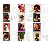 NQEUEPN 12 Sheets Pre Drawn Canvas for Adults Kids, 8x10 Inch No-Frame Drawn Canvas for Painting Pre Printed Canvas for Painting Sip and Paint Canvas Kit for Adults Birthday Parties