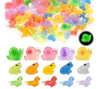 NQEUEPN 120pcs Mini Resin Animals, 3 Types Mini Glow Miniature Statue Cute Snail Lizard Frog Miniature Garden Decor Tiny Animals Figures for DIY Crafts Miniature Landscape Dollhouse Decoration