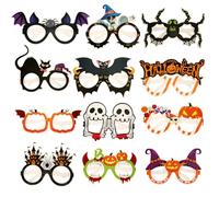 NQEUEPN 12pcs Halloween Glasses, 12 Styles Scary Paper Eyeglasses Assorted Party Favors Halloween Costumes Accessories for Kids Holiday Party Decorations Photo Props Novelty Gift