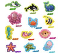 NQEUEPN 12pcs Lacing Cards for Kids, Threading Toys Double Sided Sea Animals Sewing Cards with 12 Colorful Laces Lacing Cards for Children Toddlers Developing Imagination Education Supplies