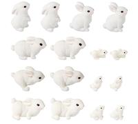 NQEUEPN 16pcs Mini Resin Rabbits, Cute Tiny Bunny Figurines Rabbit Animal Toys Miniature Easter Decorations for Garden Dollhouses Landscape Ornaments Crafts Cake Decor Christmas Birthday Gift