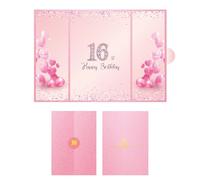 NQEUEPN 16th Birthday Guest Book, Pink Happy Birthday Party Signature Alternative Book Cards Birthday Message Book Comment Birthday Party Supplies Decorations for Girls