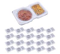 NQEUEPN 20pcs Double Condiment Containers, Square & Round Condiment Containers with Lids 2 Compartment Snack Containers Double Sauce Containers for Camping Travel, Easy to Clean