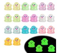 NQEUEPN 20pcs Mini Resin Luminous ghosts, 0.98 Inch Mini Glow In The Dark Ghosts Figures Statue Cute Tiny Resin Garden Decor for Halloween Miniature Landscape Outdoor Dollhouse Decoration