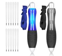 NQEUEPN 2pcs Big Fat Pens with 12 Refills, Heavy Weighted Pens Large Wide Grip Aids Writing for Elderly Hand Tremors Weak Hand(Black, Blue)