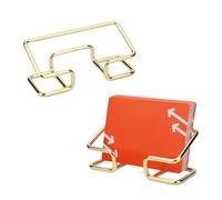NQEUEPN 2pcs Business Card Holder, Metal Desktop Business Card Display Modern Name Cards Stand Organizer for Desk Home Business Office School (Gold)