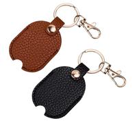 NQEUEPN 2pcs Leather Car Key Sleeve, Vintage Broken Car Key Loop Holder Replacement Pu Leather Keychain Protector with Iron Key Ring Auto Key Cover for Men and Women