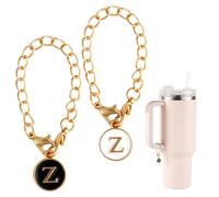 NQEUEPN 2pcs Letter Pendant Accessories for Stanley Cup, Initial Letter Handle Personalized Name ID Alphabet Pendant Chain for Stanley Tumbler (Letter Z), 10.6cm/4.17 inch, gold, white, black