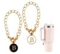 NQEUEPN 2pcs Letter Pendant Accessories for Stanley Cup, Initial Letter Handle Personalized Name ID Alphabet Pendant Chain for Stanley Tumbler (Letter B), gold, white, black