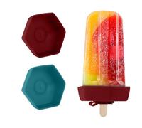 NQEUEPN 2pcs Silicone Drip Free Popsicle Holder with Bottom Plug, No Freeze Ice Cream Holder Ice Pop Ice Popsicle Holder Frozen Ice Lolly Drip Catcher Stick Holder for Kids Baby (Red, Blue)