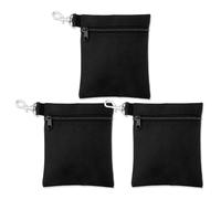 NQEUEPN 3pcs Golf Tee Bags, 6.69x5.51in Portable Golf Ball Pouch Zipper Golf Accessory Bag with Metal Lobster Claw Clip Golf Ball Storage Bag for Valuables & Golf Accessories(Black)