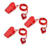 NQEUEPN 3pcs Universal Treadmill Magnetic Lock, Round Running Emergency Stop Safety Clip Key Accessories Replacement with Magnet Switch Compatible with Most Treadmills (Red)