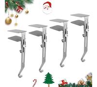 NQEUEPN 4pcs Christmas Fireplace Hooks, Adjustable Christmas Stocking Holders Heavy Duty Mantel Stocking Hooks Mantel Garland Clips for Christmas Party Decorations