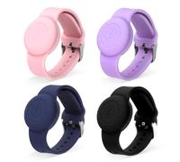 NQEUEPN 4pcs Kids Wristband for Airtag, Waterproof Soft Silicone Bracelet | Compatible with Apple Air Tag Adjustable Watch Band Kids for GPS Tracking Tagging