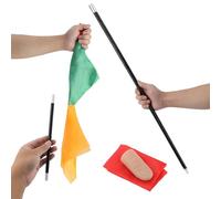 NQEUEPN 4pcs Magic Trick Kit, Color Changing Silk Scarves Vanishing Finger Thumb Tip Magic Hanky Plastic Magician Wand Retractable Pocket Staff Props for Magic Beginner Stage and Street Accessories