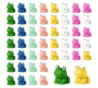 NQEUEPN 50pcs Mini Resin Frogs, Colorful Frog Figurines Miniature Resin Frogs Cute Frog for DIY Crafts Dollhouse Garden Glass Container Decorations (7 Colors)