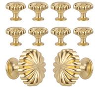 NQEUEPN 5pcs Cabinet Knobs, Brushed Gold Dresser Knobs Round Modern Simple Drawer Pulls Knobs with Screws Cabinet Hardware Zinc Alloy for Cupboard Kitchen Closet Door Knobs