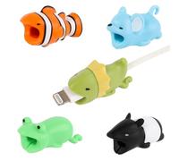 NQEUEPN 5pcs Data Cable Protector Animals Bite, Cute Charging Cable Savers Clown Fish Malayan Tapir Lizard Mouse Frog Charger Cord Savers for Most Cellphones and iPad Chargers