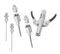 NQEUEPN 5pcs Grease Gun Fittings Kit, Grease Needle Tip Nozzles Grease Injector Needle Dispenser with Double-Handle Grease Gun Coupler for Injecting Grease into Narrow Spaces Fit 1/8" NPT Grease Gun