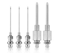 NQEUEPN 5pcs Grease Needle Nozzle Kit, Steel Grease Needle Dispenser Grease Injector Needle Grease Fitting Tool Grease Gun Tip Greasing Accessories, for Narrow Space & Deep Hole Metal