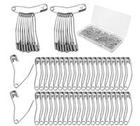 NQEUEPN 60pcs Curved Safety Pins, 2.13 Inch Safety Pins Sewing Quilting Basting Pins Bent Safety Pins Accessories for Crafting Quilting Knitting Sewing (Silver), 54079-80