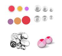 NQEUEPN 60pcs DIY Button Kit - Silver Alloy Fabric Covered Buttons - 3 Sizes - Sewing Cover Button Kit with Tools