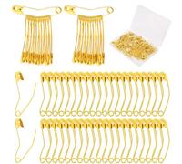 NQEUEPN 60pcs Gold Curved Safety Pins, 1.5 Inch Bent Stainless Steel Sewing Clothing Quilting Crafting