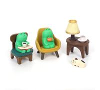 NQEUEPN 6pcs Miniature Frog Figurines, Cute Resin Frog Figurines Home Decor Mini Frog Garden Statue Funny Frog Sculpture Desk Office Decor for Bedroom Birthday Gift